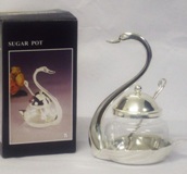 Silver Plated Swan Dish with Spoon - 15cm