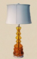 Amber glass Lamp with Ivory Shade - 91 cm