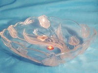 Satin Rose Glass Canape Tray - 38cm
