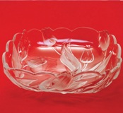 Satin Rose Glass Relish Tray 2 Div - 26.5cm