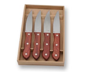 S/S STEAK KNIFE SET WITH ROSEWOOD HANDLE - 4PC