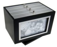 Black & Silver Wooden Photo Box - 160 Photos - 4 Drawers