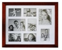 Burgandy Wooden Picture Frame - 9 windows