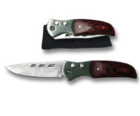 S/S & WOOD FLICK KNIFE WITH NYLON POUCH (19 cm)