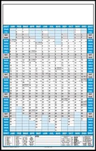 Single Sheet Wall Planner - Yearly - Blue + Black