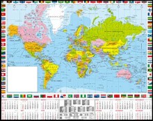 Swan Single Sheet Poster Calender - Maps - World
