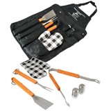 Wooden braai set with apron