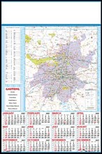 Single Sheet Poster Calender - Maps - Gauteng