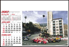Page layout showing date pad and Monaco Grand Prix on promotional calendar