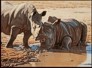 Rhinos at a mud hole on fine art calendar