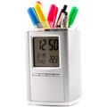 Metallic Clock Pen Holder